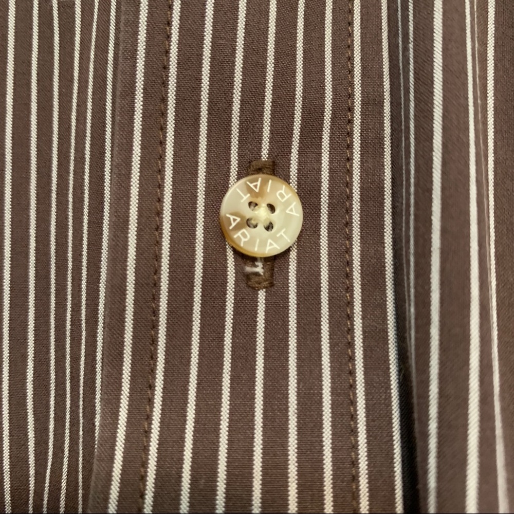Ariat Pro Series Brown Striped Shirt Large - Picture 2 of 9